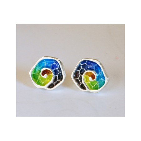 Boucles d'oreilles spirale en argent Gaudí trencadís