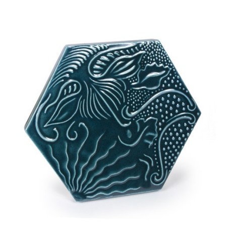 Pavé Gaudí hexagonal bleu 20 cm.