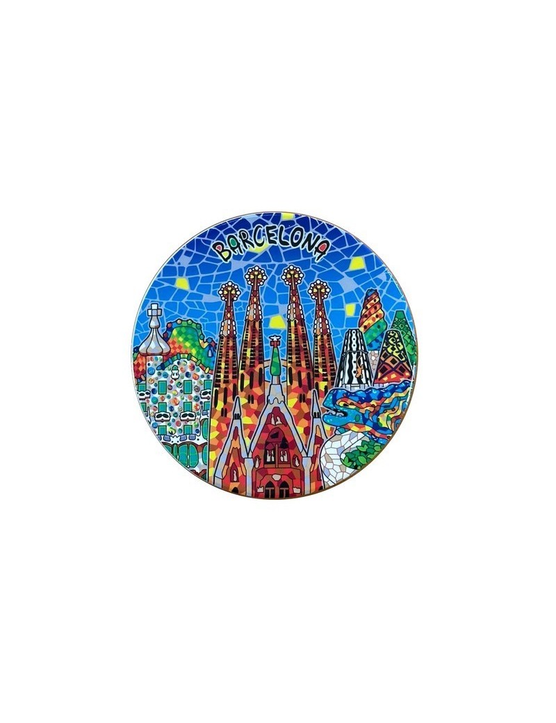 Posavasos cerámica Gaudí Barcelona azul