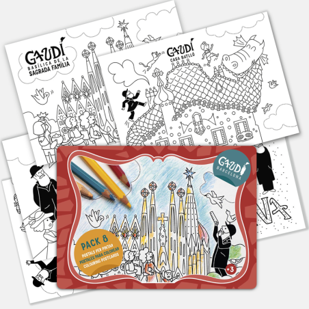 Pack 8 Postals Gaudí per pintar