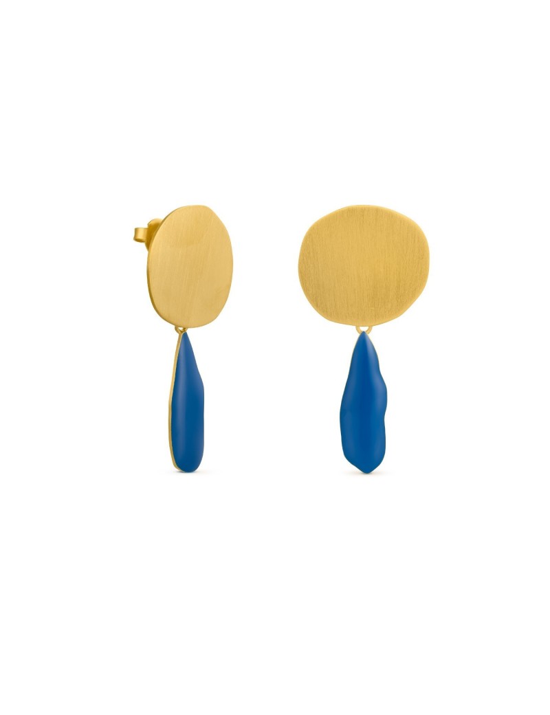 Boucles D'oreilles Dorées Miró Jewelry Mobiles Blue