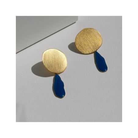 Pendientes Dorados y móviles Miró Jewelry azules