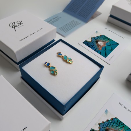 Gaudi Barcelona Fruits Long golden earrings