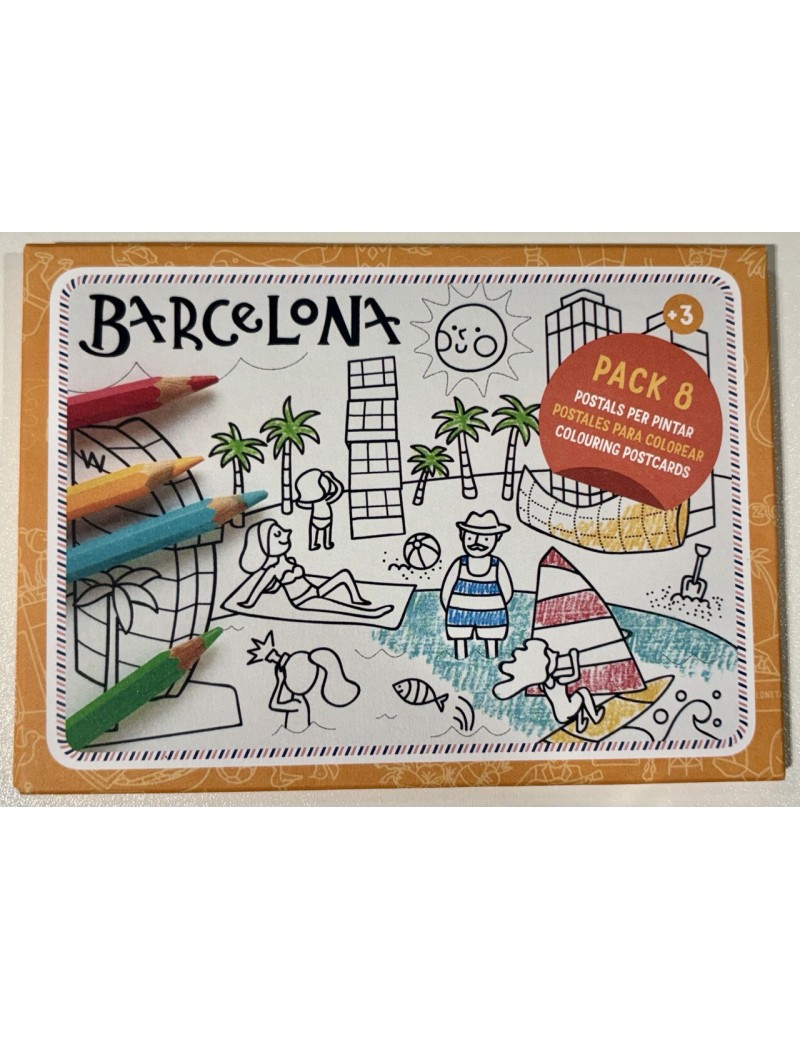 Pack 8 Postales Barcelona para colorear