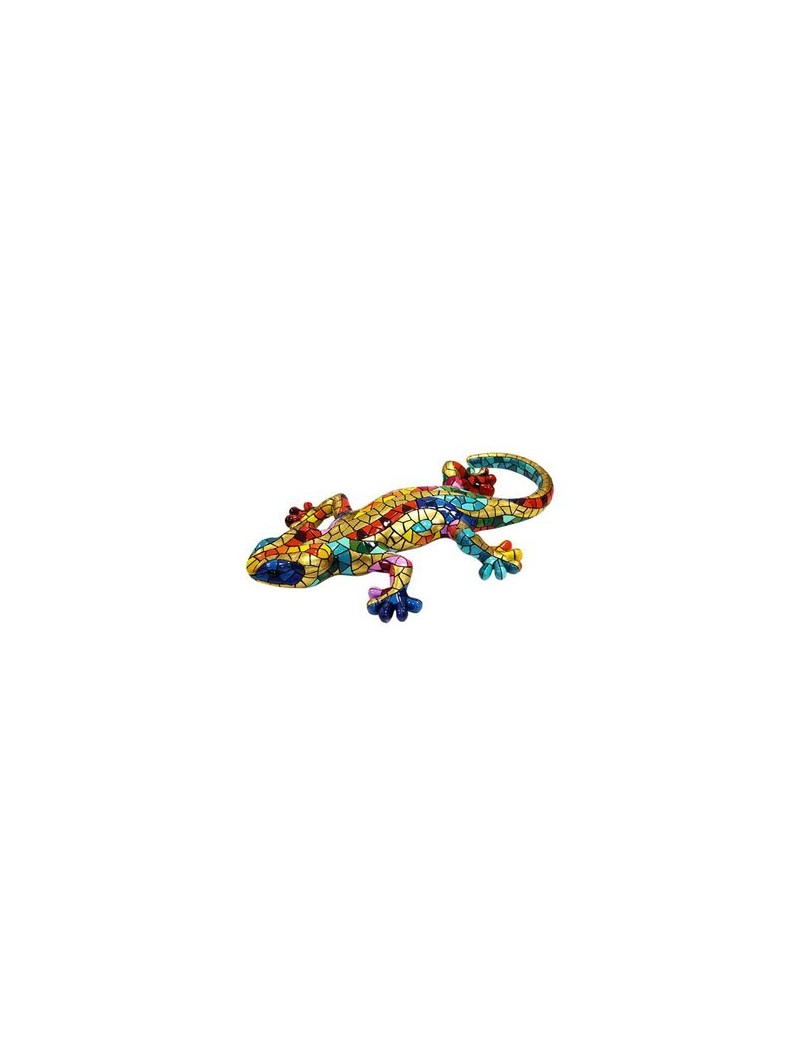 Salamandra decorativa estilo Gaudí – Figura de resina pintada a mano con trencadís dorado