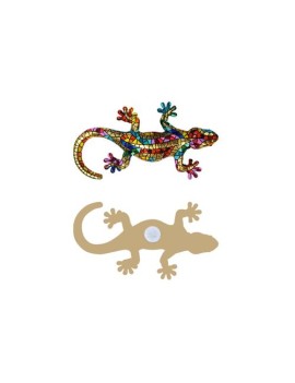 Imán Salamandra decorativa estilo Gaudí – Figura de resina pintada a mano con trencadís dorado