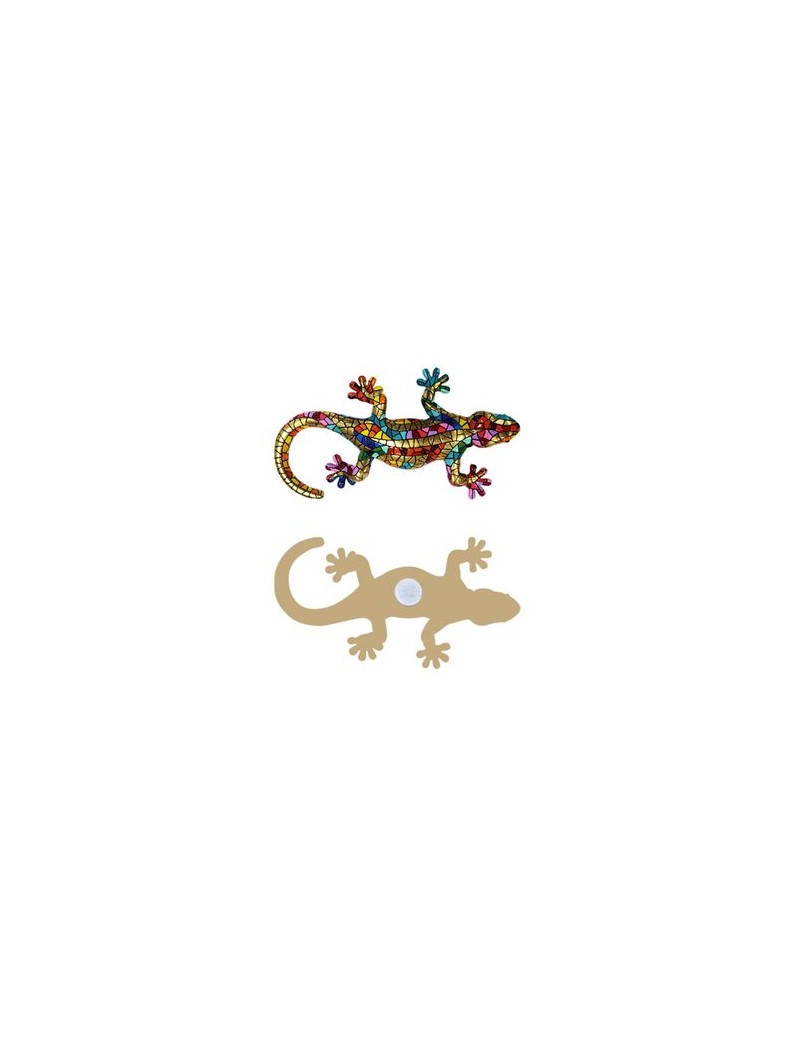 Imán Salamandra decorativa estilo Gaudí – Figura de resina pintada a mano con trencadís dorado