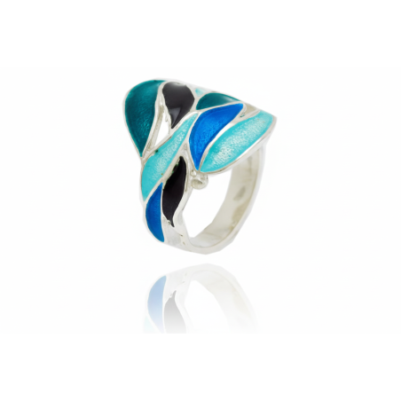 Anillo Gaudí hojas azules