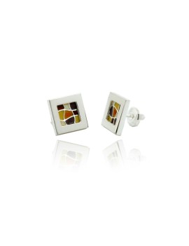Gaudí silver earrings with ocher trencadís