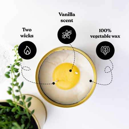 Vela de cera vegetal: aspecto de huevo, aroma a vainilla