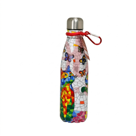 Botella térmica acero inoxidable Gato Trencadís Gaudí Barcelona 500 ml