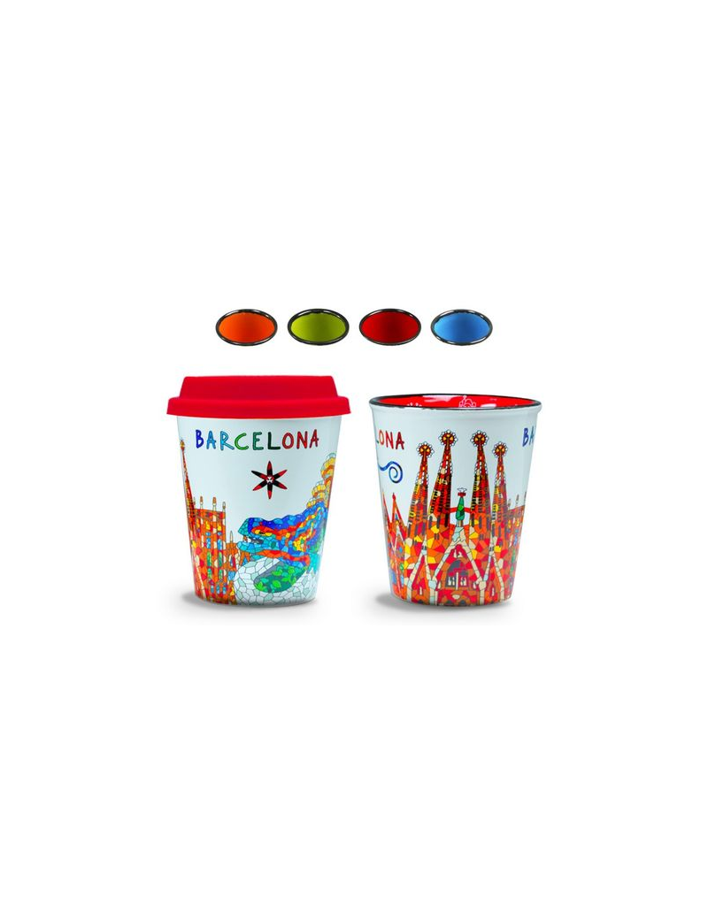 Taza de Cerámica Gaudí Barcelona efecto térmico con Tapa