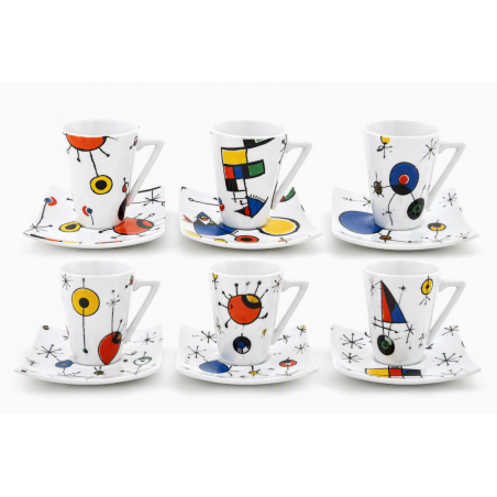 Joc de 6 tasses d'espresso Dong Barcelona – disseny artístic inspirat en el surrealisme català