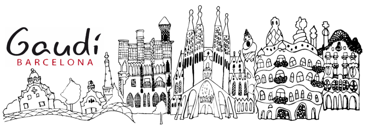 Gaudí Barcelona skyline illustration